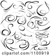 Black Tribal Swirl Calligraphic Design Elements