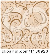 Poster, Art Print Of Brown And Beige Seamless Ornate Floral Background Pattern