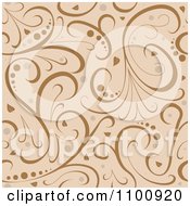 Clipart Brown And Beige Seamless Ornate Floral Background Pattern Royalty Free Vector Illustration