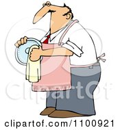 Clipart House Husband Drying Dishes Royalty Free Vector Illustration