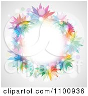 Poster, Art Print Of Wreath Of Colorful Vibrant Flowers And Flares On Gray