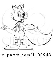 Clipart Outlined Happy Squirrel Pointing Two Ways Royalty Free Vector Illustration by Lal Perera
