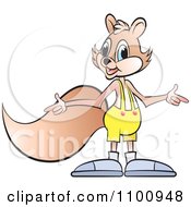 Clipart Happy Squirrel Pointing In Two Directions 2 Royalty Free Vector Illustration