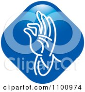 Clipart White Blessing Hand On A Blue Diamond Royalty Free Vector Illustration by Lal Perera