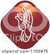 Clipart White Blessing Hand On A Red Diamond Royalty Free Vector Illustration
