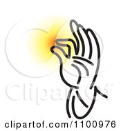 Black And White Blessing Hand With Glowing Light