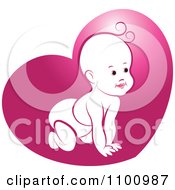 Poster, Art Print Of Crawling Baby In Pink Heart
