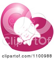 Poster, Art Print Of Sleeping Baby In Pink Heart