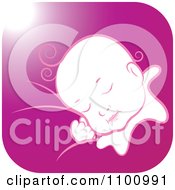 Poster, Art Print Of Sleeping Baby In A Magenta Square