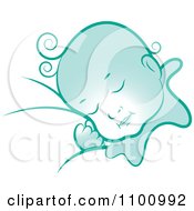 Poster, Art Print Of Blue Sleeping Baby
