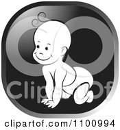 Poster, Art Print Of Happy Crawling Baby In A Black And Gray Square