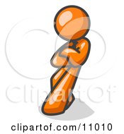 Orange Man With An Attitude His Arms Crossed Leaning Against A Wall Clipart Illustration by Leo Blanchette #COLLC11010-0020