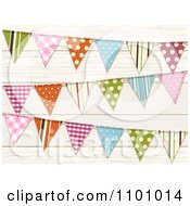 Poster, Art Print Of Colorful Patterned Bunting Flags Over Wood
