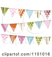 Colorful Patterned Bunting Flags On White