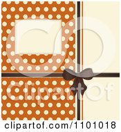Clipart Retro Invitation Background With A Brown Bow And Ribbon Over Polkda Dots On Orange Royalty Free Vector Illustration