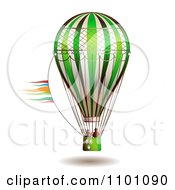Poster, Art Print Of People In A Green Hot Air Balloon
