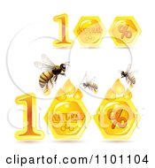 Poster, Art Print Of Honey Bees And 100 Percent Natural Combs