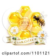 Poster, Art Print Of Honey Bee With A Natural Honeycomb And Guaranteed Banner