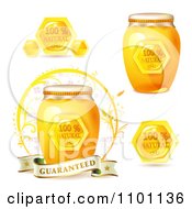 Poster, Art Print Of Jars And Combs Of Honey With Natural Guarantees