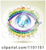 Poster, Art Print Of Butterfly With Dew Clovers And Rainbows Around An Eye Globe
