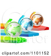 Poster, Art Print Of 3d Green Blue And Orange Globes With Arrows
