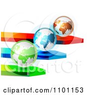 Poster, Art Print Of 3d Green Blue And Orange Globes On Arrows