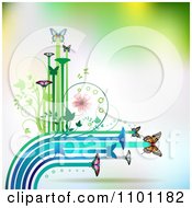 Clipart Butterflies With Vines And Color Trails On Gradient 3 Royalty Free Vector Illustration