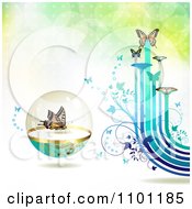 Clipart Butterflies With Vines And Color Trails On Gradient 4 Royalty Free Vector Illustration