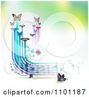 Clipart Butterflies With Vines And Color Trails On Gradient 2 Royalty Free Vector Illustration