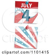 Poster, Art Print Of Grungy Fourth Of July Calendar Page And Burst Pinned