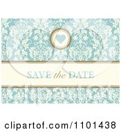 Poster, Art Print Of Blue Floral Save The Date Wedding Background With A Heart