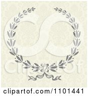 Poster, Art Print Of Gray Laurel Wreath On A Floral Pattern