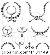 Poster, Art Print Of Black And White Wreath Design Elements