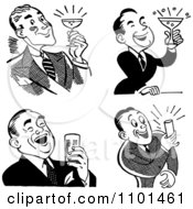 Poster, Art Print Of Retro Black And White Men Laughing And Holding Beers Or Cocktails
