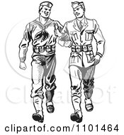 Poster, Art Print Of Retro Black And White Soldiers Walking Arm In Arm