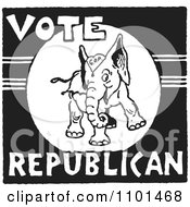 Clipart Retro Black And White Vote Republican Elephant Royalty Free Vector Illustration