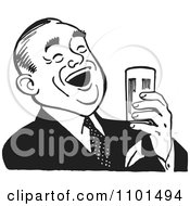 Retro Black And White Man Laughing And Holding A Beer