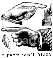 Poster, Art Print Of Retro Black And White Hands Pointing In Different Directions