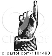 Clipart Retro Black And White Hand Pointing Up Royalty Free Vector Illustration
