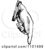 Clipart Retro Black And White Hand Pointing Down Royalty Free Vector Illustration