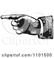 Clipart Retro Black And White Hand Pointing To The Left Royalty Free Vector Illustration by BestVector