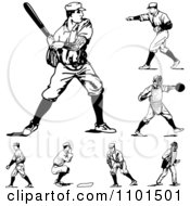 Poster, Art Print Of Retro Black And White Baseball Players