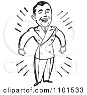 Clipart Retro Black And White Happy Businessman Royalty Free Vector Illustration by BestVector