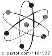 Clipart Retro Black And White Atom Royalty Free Vector Illustration