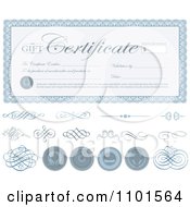 Poster, Art Print Of Blue Gift Certificate With Swirls And Seals