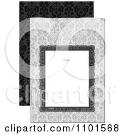 Poster, Art Print Of White Frame With A Swirl Over Gray Floral And Black