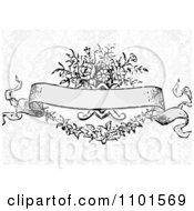 Poster, Art Print Of Victorian Floral Banner Over Gray Damask