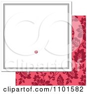 Poster, Art Print Of White Frame With A Red Rose Over Pink Floral On White