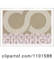 Poster, Art Print Of Grungy Tan Background With Pink Designs And Beige Borders