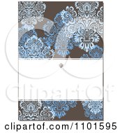 Brown Victorian Background With Blue Flowers And Copyspace